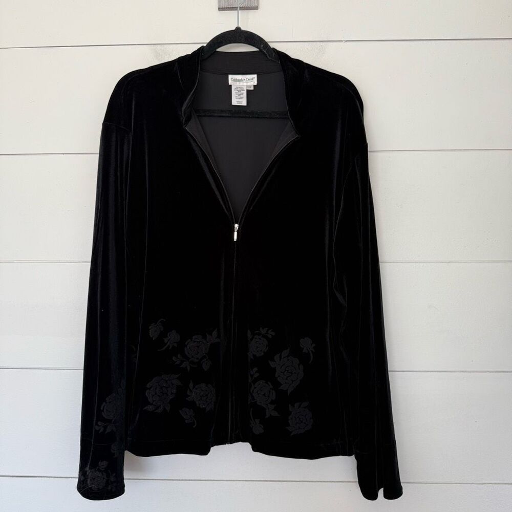Coldwater Creek Women’s 2X Black Velour Zip Up Jacket